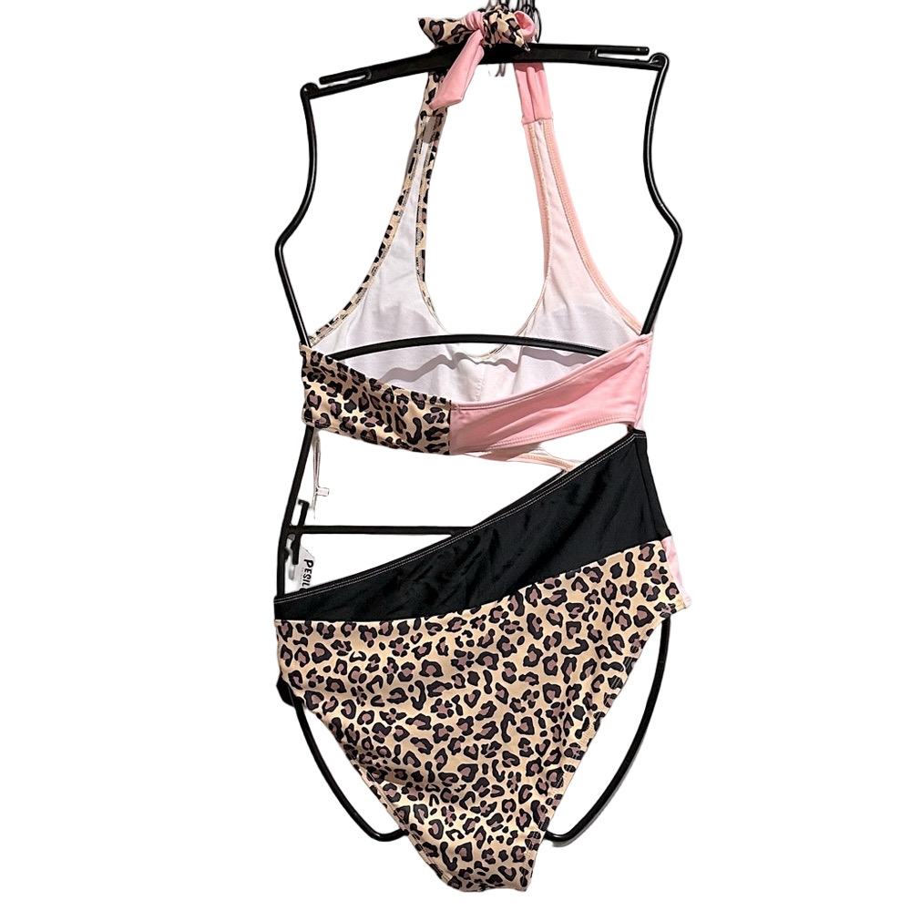 Pesilo Colorblock Leopard Print One-Piece Swimsuit – Size M - NWT - Picture 4 of 6